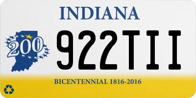 IN license plate 922TII