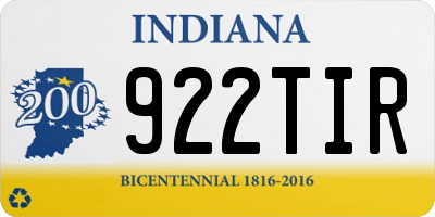 IN license plate 922TIR
