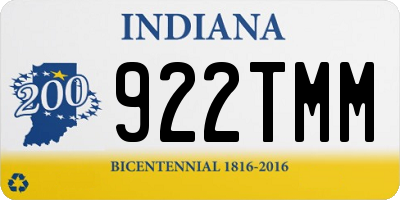 IN license plate 922TMM