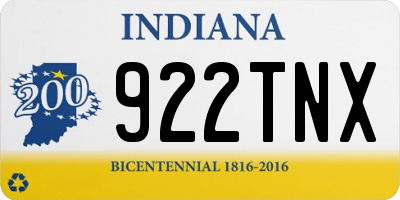IN license plate 922TNX