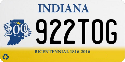 IN license plate 922TOG
