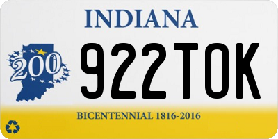 IN license plate 922TOK