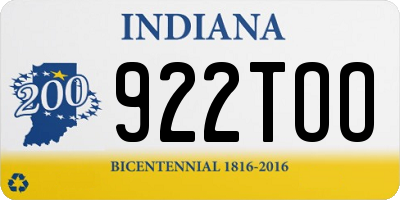 IN license plate 922TOO