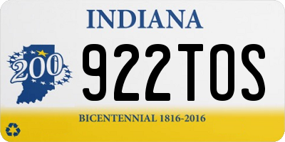 IN license plate 922TOS