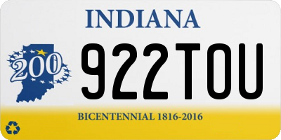 IN license plate 922TOU