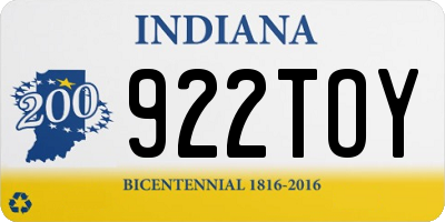 IN license plate 922TOY