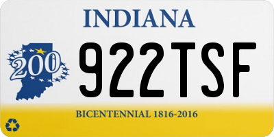 IN license plate 922TSF