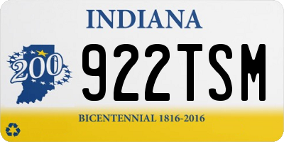 IN license plate 922TSM