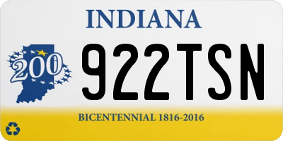 IN license plate 922TSN