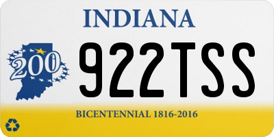 IN license plate 922TSS