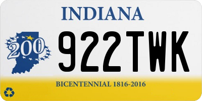 IN license plate 922TWK