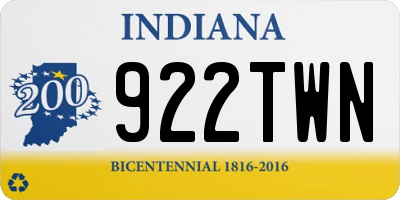 IN license plate 922TWN