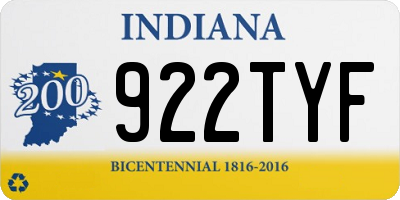 IN license plate 922TYF