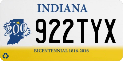 IN license plate 922TYX