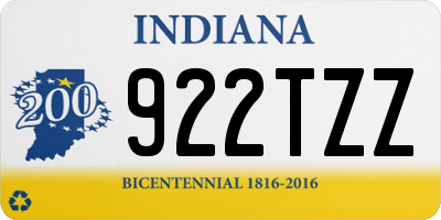 IN license plate 922TZZ