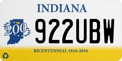 IN license plate 922UBW