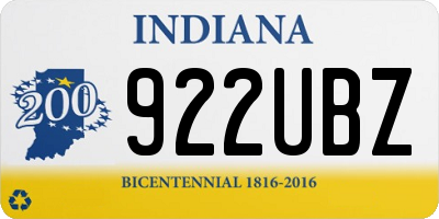 IN license plate 922UBZ