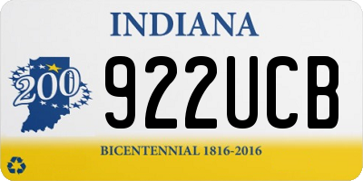 IN license plate 922UCB