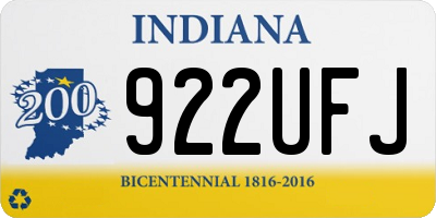 IN license plate 922UFJ