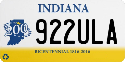 IN license plate 922ULA