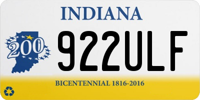 IN license plate 922ULF