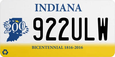 IN license plate 922ULW