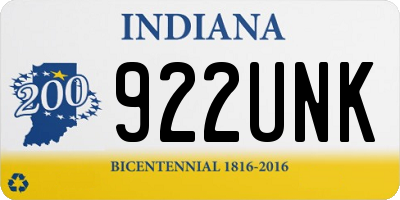 IN license plate 922UNK