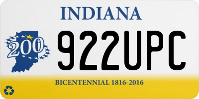 IN license plate 922UPC
