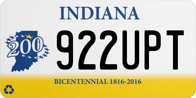 IN license plate 922UPT