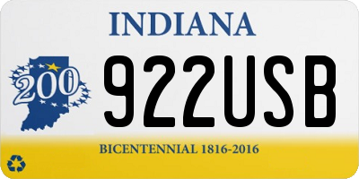 IN license plate 922USB