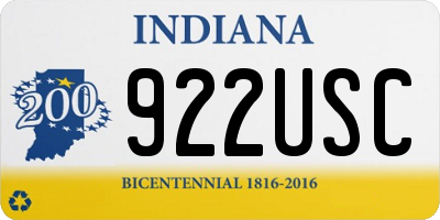 IN license plate 922USC