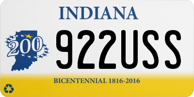 IN license plate 922USS