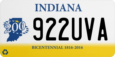 IN license plate 922UVA