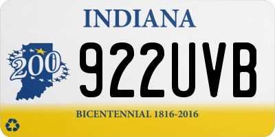 IN license plate 922UVB