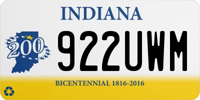 IN license plate 922UWM