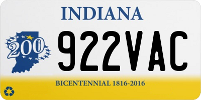 IN license plate 922VAC