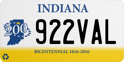 IN license plate 922VAL