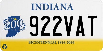 IN license plate 922VAT