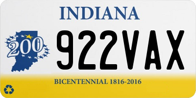 IN license plate 922VAX