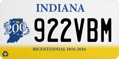 IN license plate 922VBM
