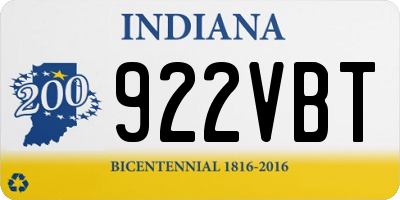 IN license plate 922VBT