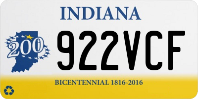 IN license plate 922VCF
