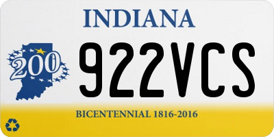 IN license plate 922VCS