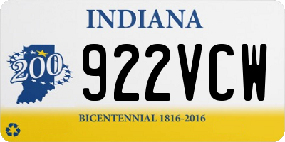 IN license plate 922VCW