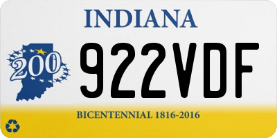 IN license plate 922VDF