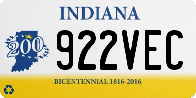 IN license plate 922VEC