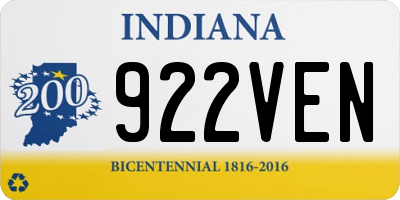 IN license plate 922VEN