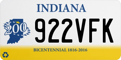 IN license plate 922VFK