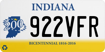IN license plate 922VFR