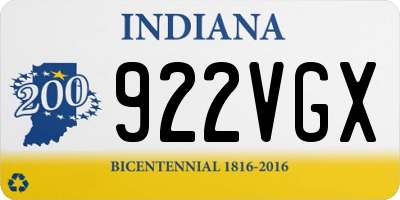 IN license plate 922VGX